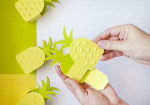 Caixinha Abacaxi com molde grátis